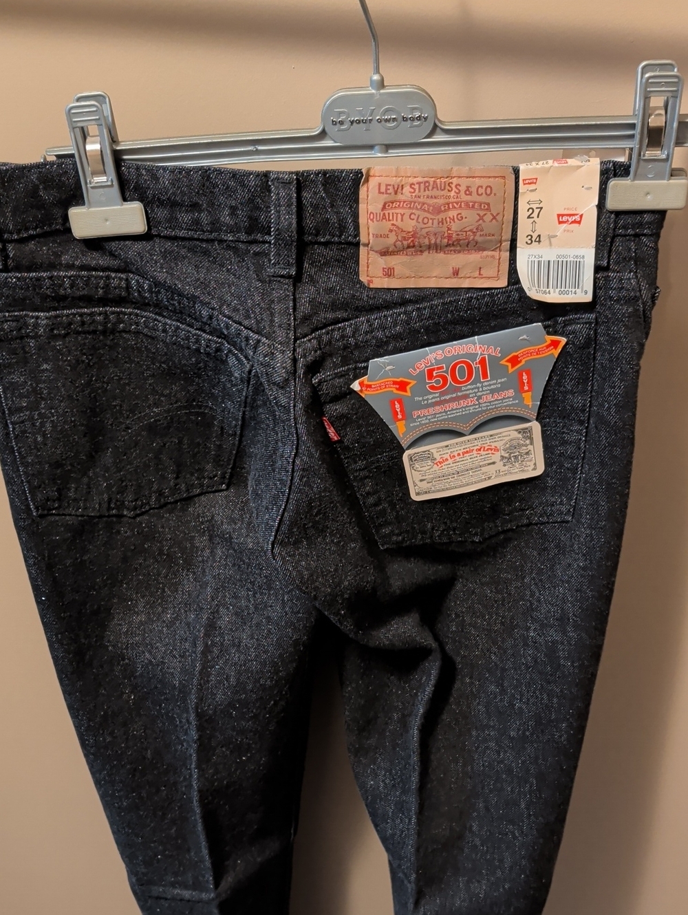 Rare Vintage Dead Stock Levi's 501 Straight Jeans in Black Denim